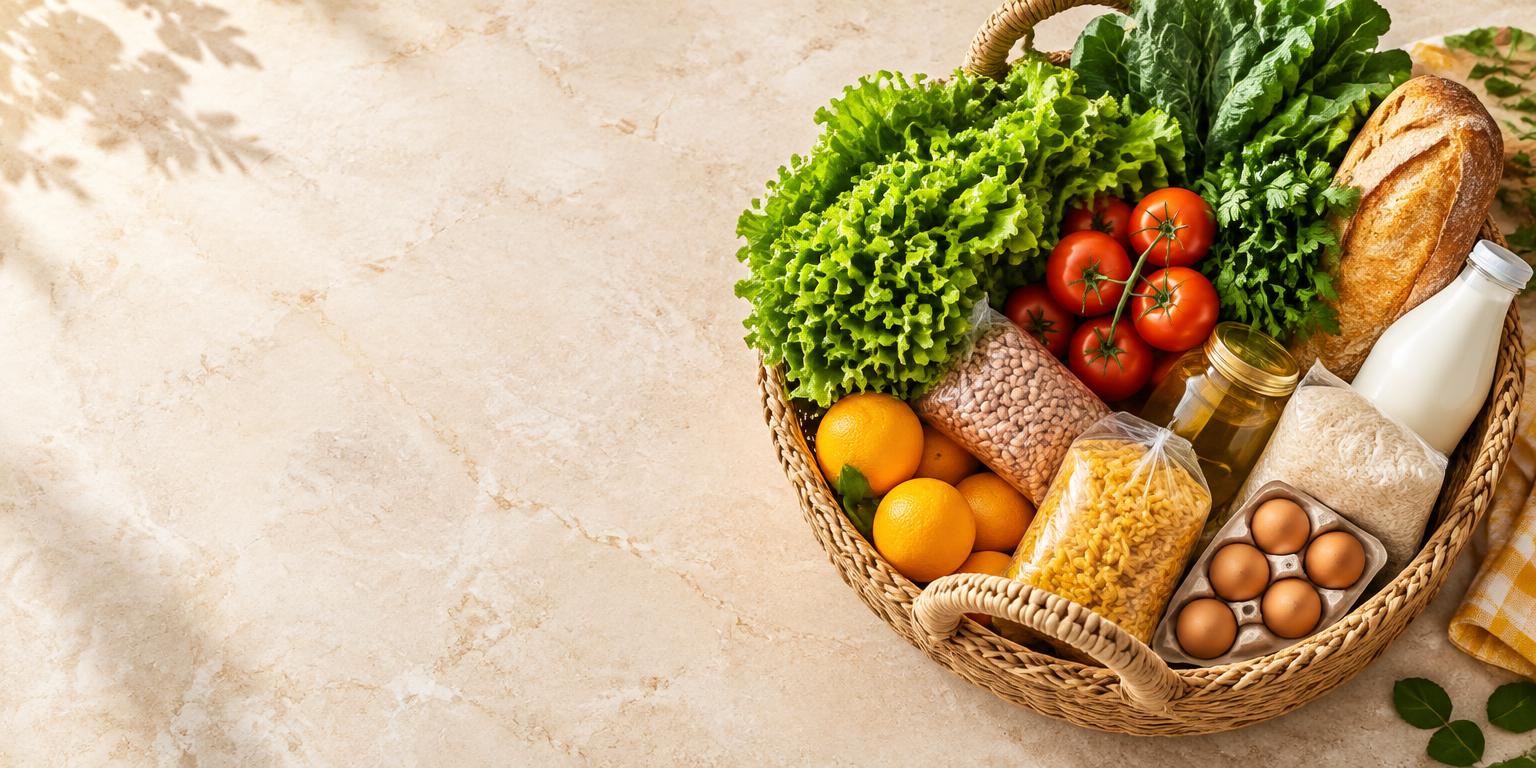 Cesta com alimentos frescos